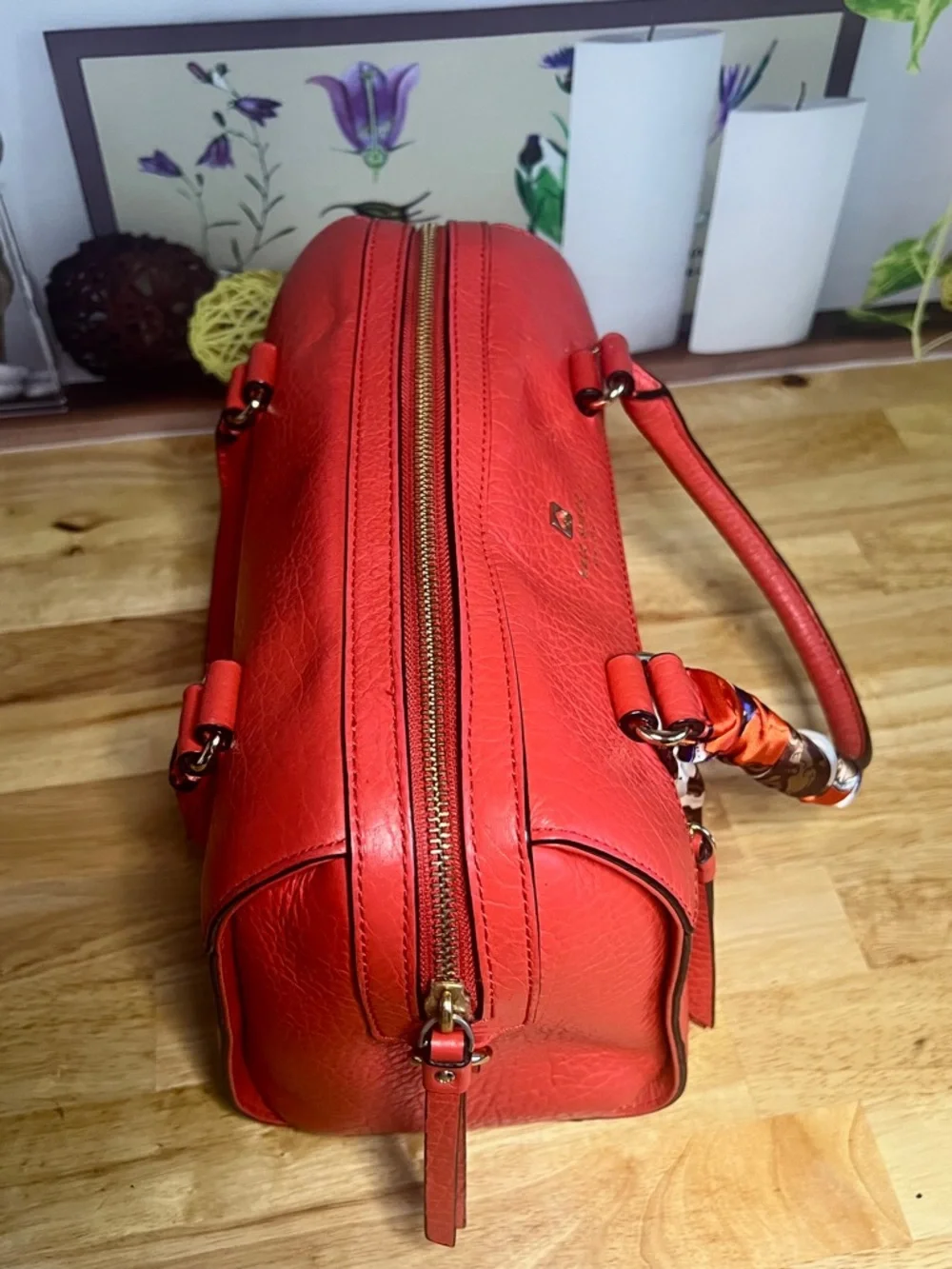 Kate Spade Perri Lane Bubbles Perforated Leather Satchel in Empire Red - Picture 12 of 14